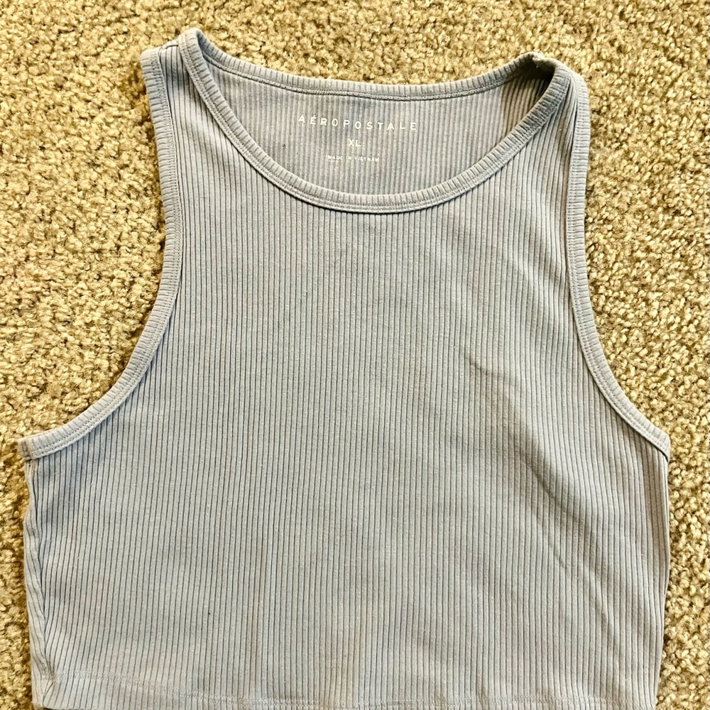 Aeropostale Women's Light Gray Ribbed Tank Top